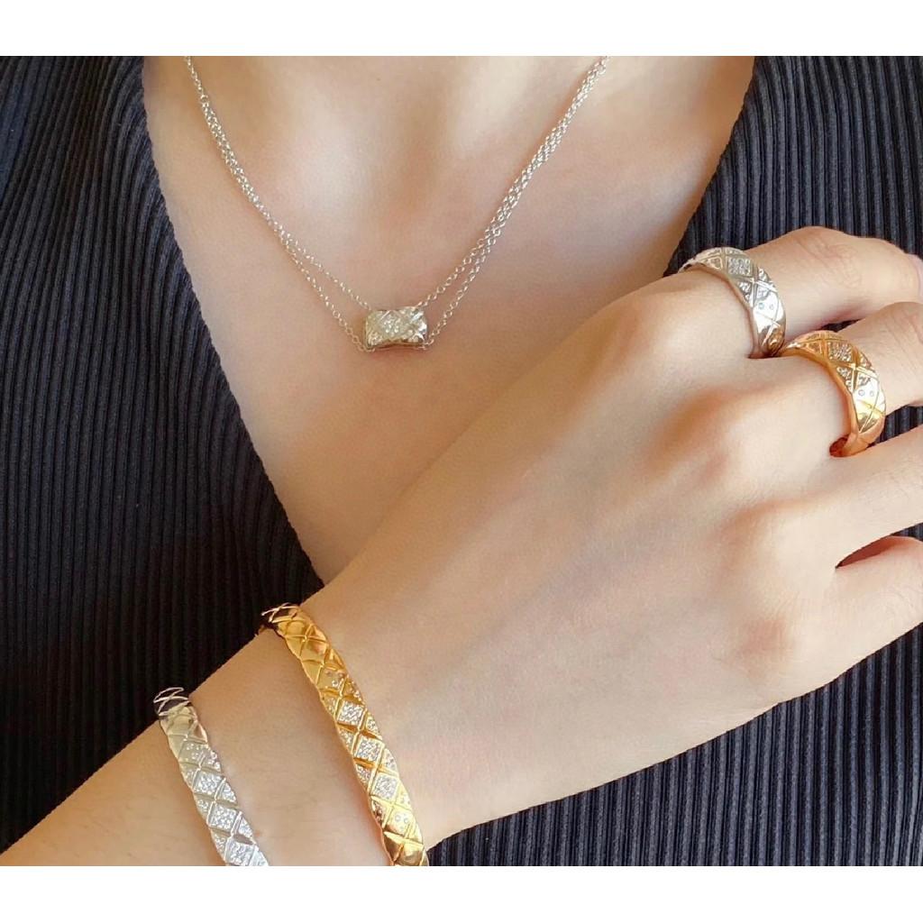 Necklace with diamond pattern and sub gold material, electroplated K gold circular single diamond design adjustable chain length, CNC process