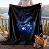 Warm Flannel Blanket Inter Milan Pattern, Lightweight Comfortable Throw Blanket for Bed Sofa Use