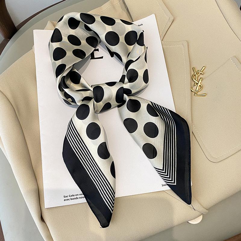 Luxury Brand Silk Square Plaid Scarf Women Satin Neck Hair Tie Band Soft work neckerchife 2025 NEW Hijab Head Female Foulard