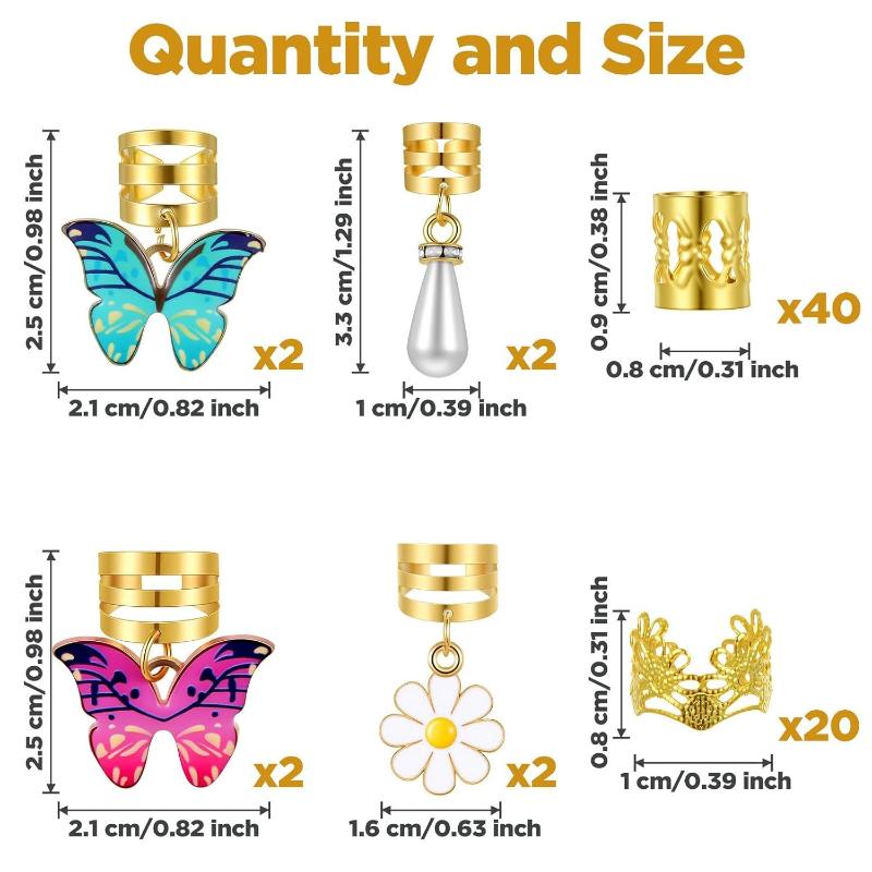 Dreadlock Accessories Bulk Set Alloy Spiral Braid Clips Gold Silver Colors Diy Festival Party Hair Jewelry Unisex Styling Kit