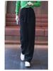 Women's Black Corduroy Wide-Leg Pants with Fleece Lining for Autumn/Winter 2025