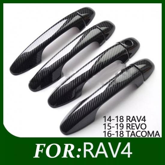 Carbon Fiber Style side Door Handle Cover Trims For Toyota 2013-2018 RAV4 SUV