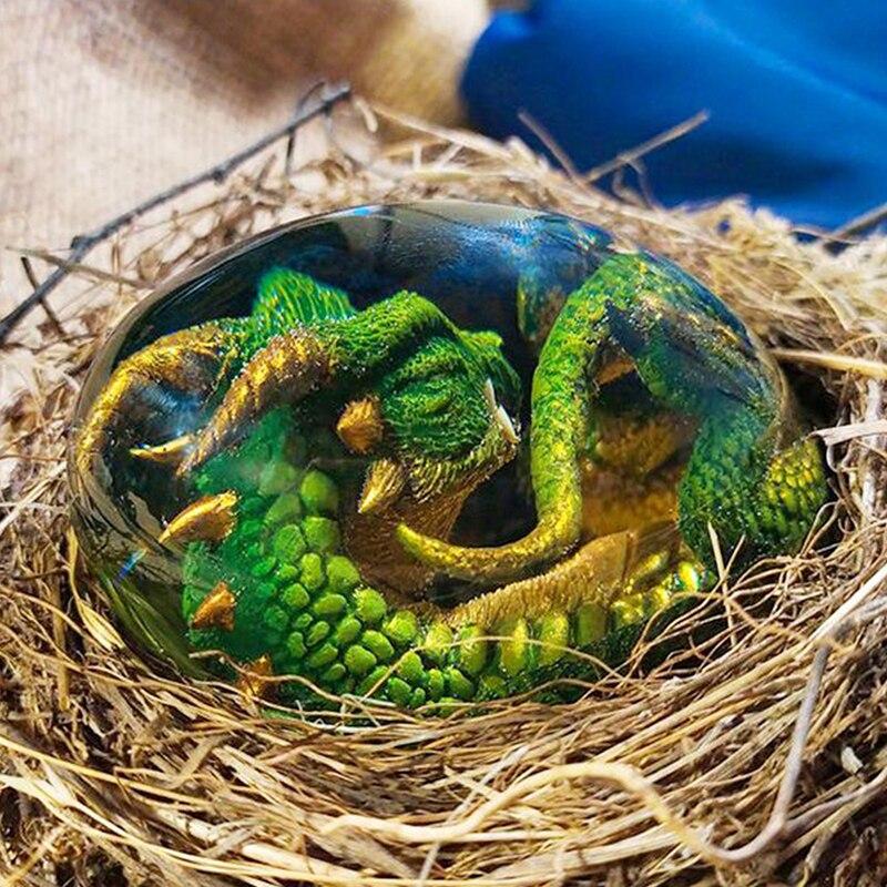Crystal Transparent Resin Statue Dragon Egg Lava Dinosaur Egg Souvenir Resin Craft Luminous Handmade Dragon Eggs Home Decor Gift Extra 2% Off