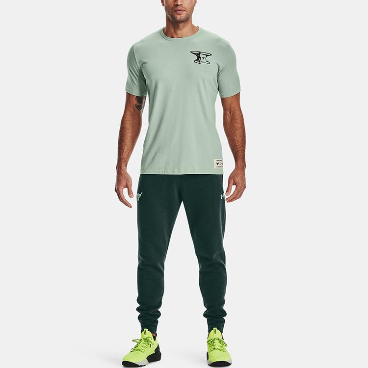 Under Armour Project Rock Johnson Training Round Neck Knit Short Sleeve T-Shirt Men Tops Light-Teal 1361725-340