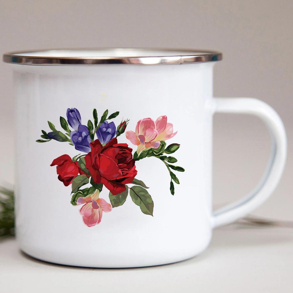 

Rich Noble Peony Printing Traditional Enamel Mug Coffee Cup Original Breakfast Cups and Mugs Personalized Gifts Drinkware Cupshe 360ml