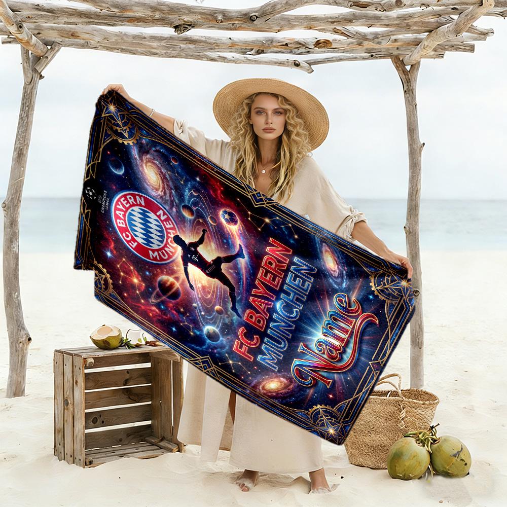 Fc Bayern Munich Fan Art Customized Name Beach Towel High Absorbency & Quick-Dry
