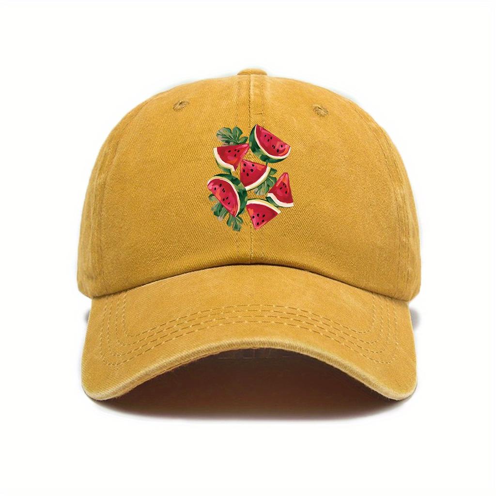 Watermelon Printed Baseball Cap Retro City Daily Commuting Suitable for Men and Women with Fun Patterns Casual Style