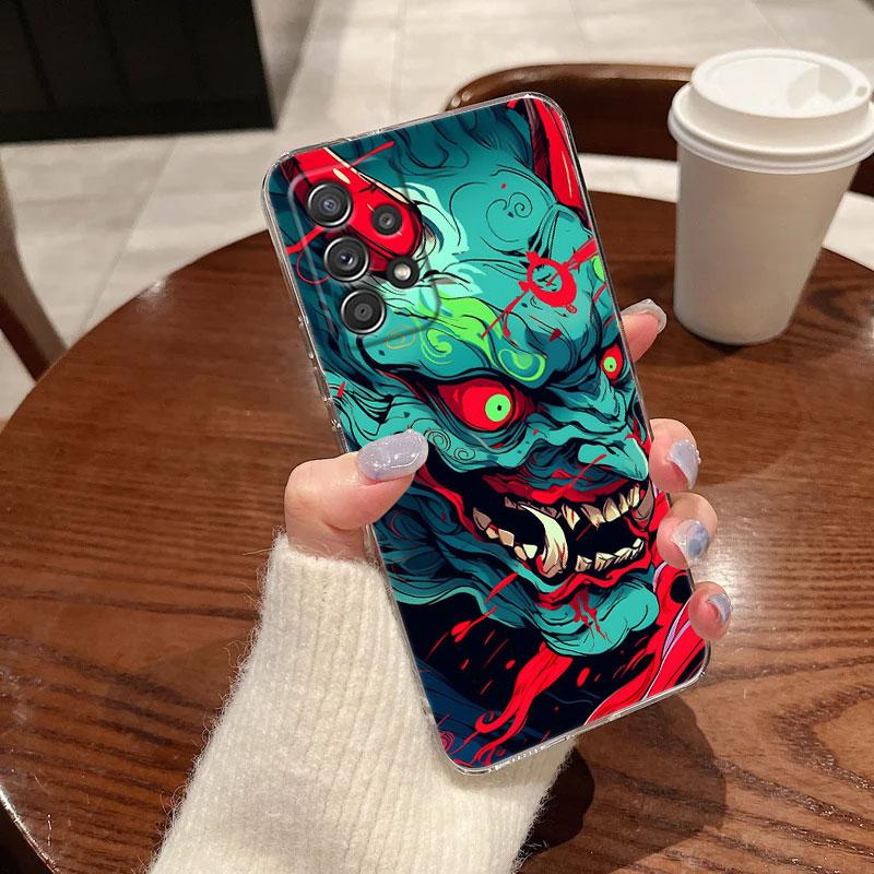 Oni Mask Art Dragon Clear Soft Phone Case For Samsung Galaxy A56 A57 A37 A55 A54 A36 A35 A26 A25 A16 A17 A07 A52 A34 A21s Cover