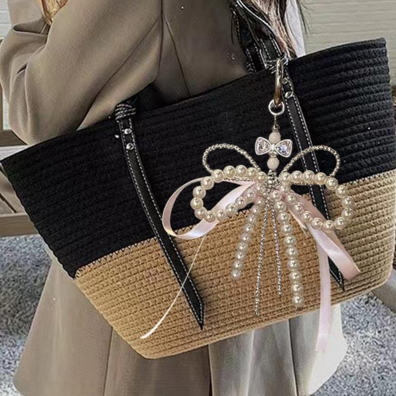 Stylish Pearls Butterfly Bowknot Pendant Versatile Bag Decoration Accessory in Multiple Color for Stylish Women