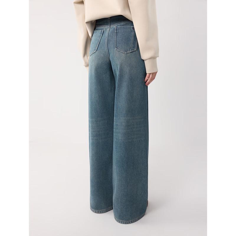 ELLE Damen Retro High-Waist Wide-Leg Jeans