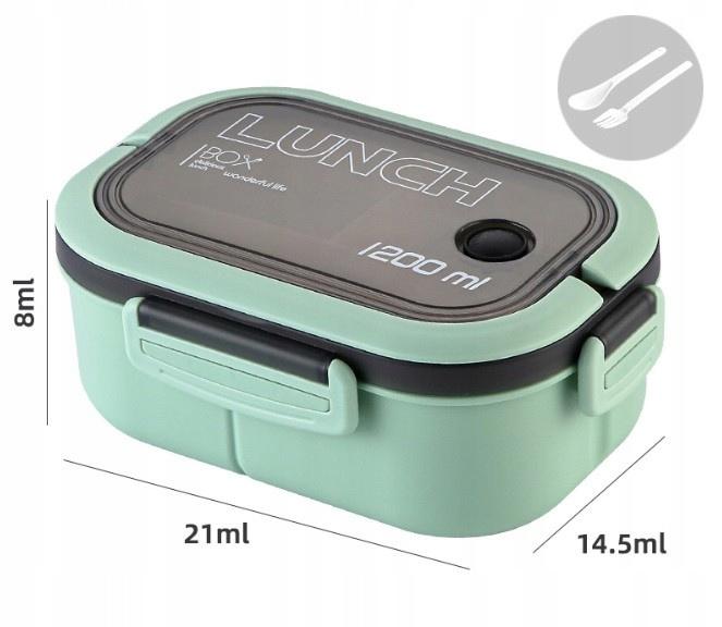 Ecarla Lunch Box Śniadaniówka Ze Sztućcami 21X14,5X8Cm Mięta Pjm44M