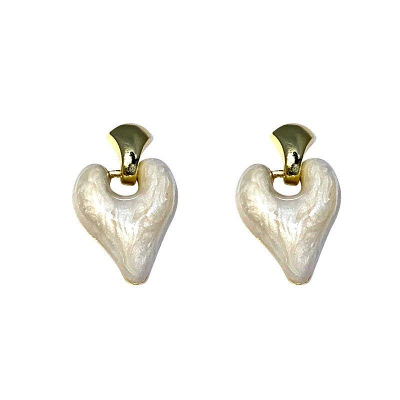 New trendy design dripping love earrings women, French purple peach heart ear jewelry
