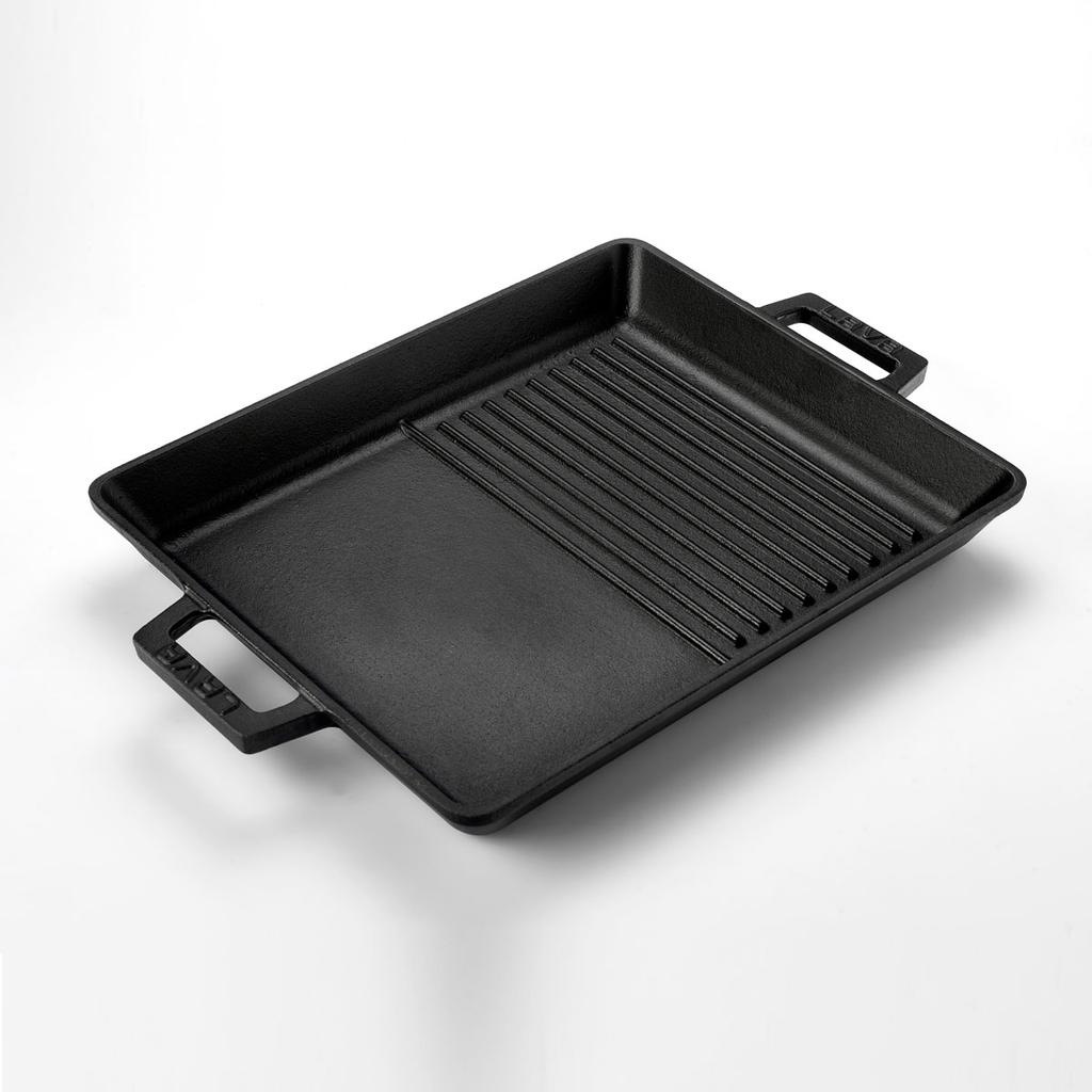 Lava Cast Iron Rectangle Grill Pan. Dual Handle, 26X32cm.