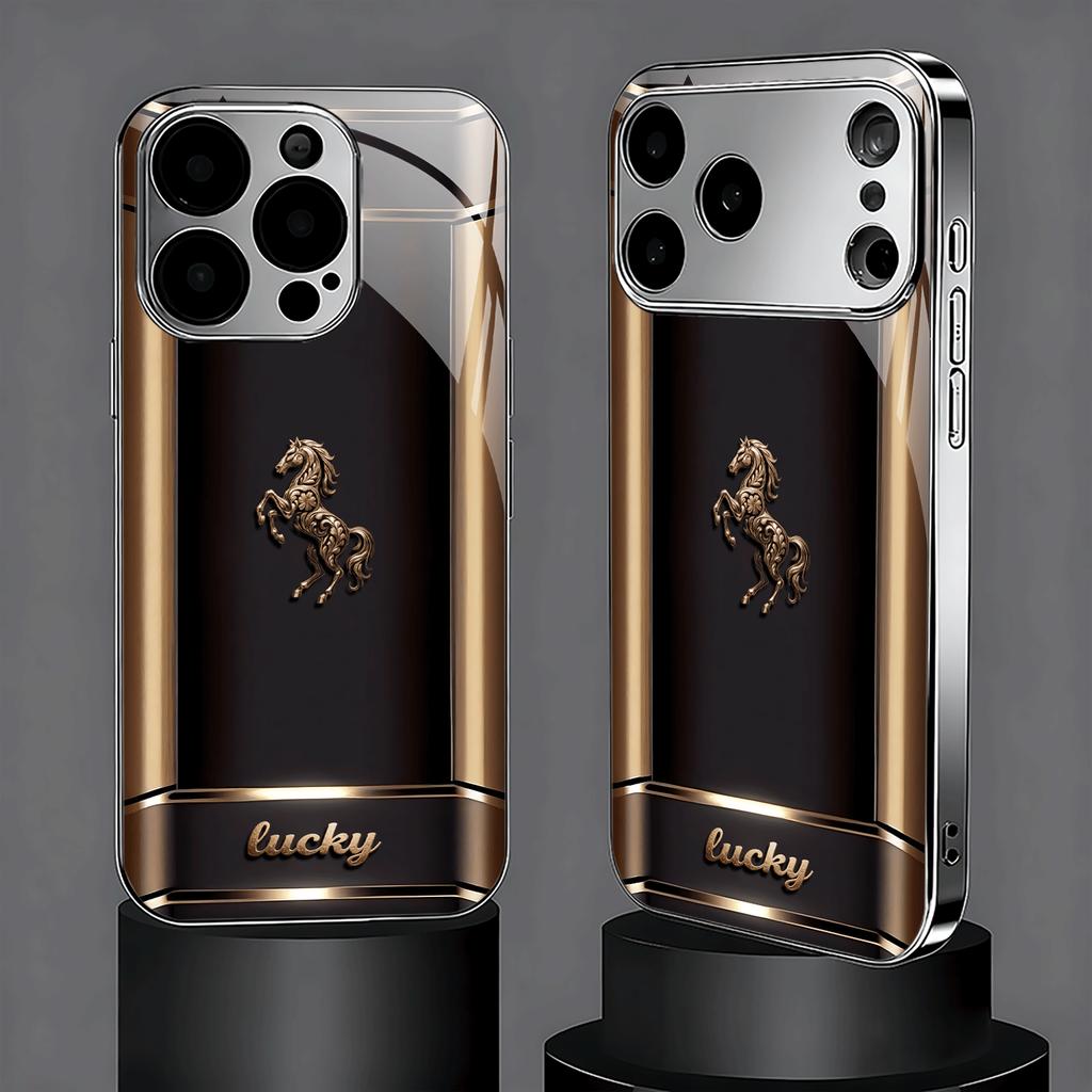 Coque de téléphone élégante "Lucky" Cheval étuis de téléphone mode Pour iPhone 17 étui Coque de téléphone en verre pour iPhone 17 16 15 14 13pm Pro Plus