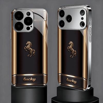Coque de téléphone élégante "Lucky" Cheval étuis de téléphone mode Pour iPhone 17 étui Coque de téléphone en verre pour iPhone 17 16 15 14 13pm Pro Plus