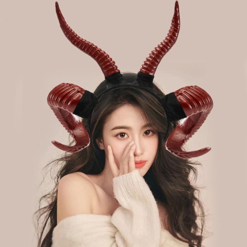 Cosplay Devil Horn Hairband Goat Horn Hairhoop Dress Up Costume Gothic Headband