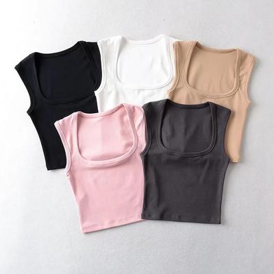 Summer Sexy Slim-Fit Square Neck Sleeveless Crop Top for Women