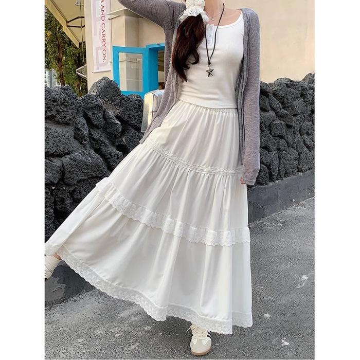 

Women s White High Waist Midi Skirt: Spring Style, Pear-Shaped Fit, Plus Size Slimming Effect M белый