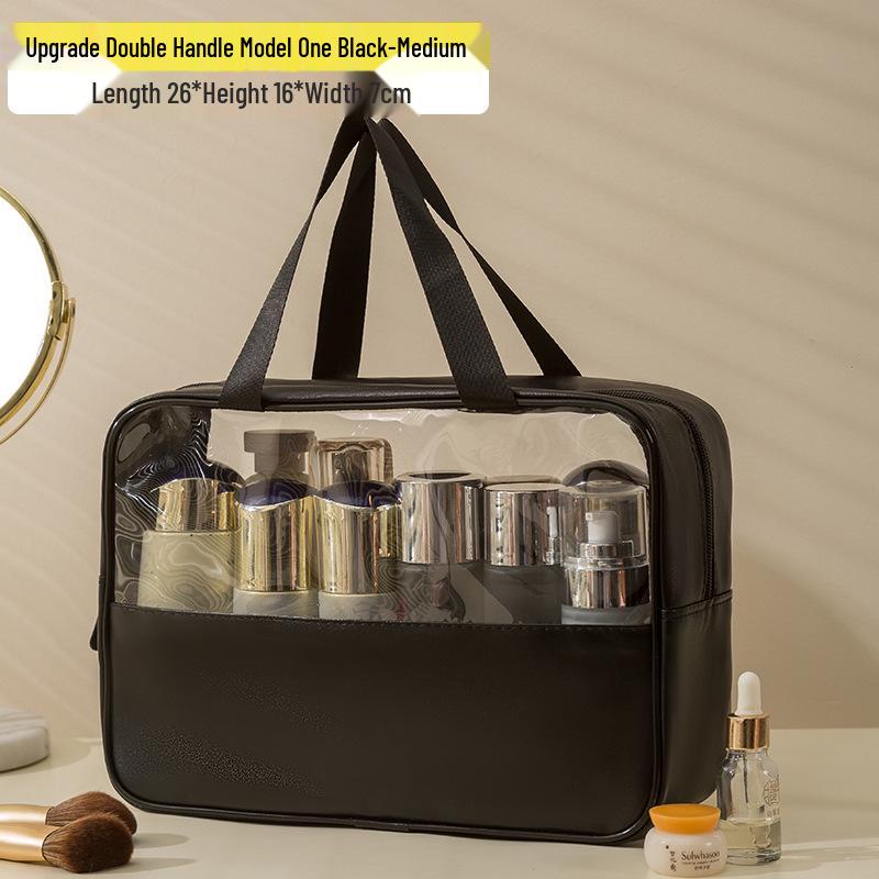 Translucent Waterproof Portable Makeup Bag - Large Capacity for Travel Cosmetics