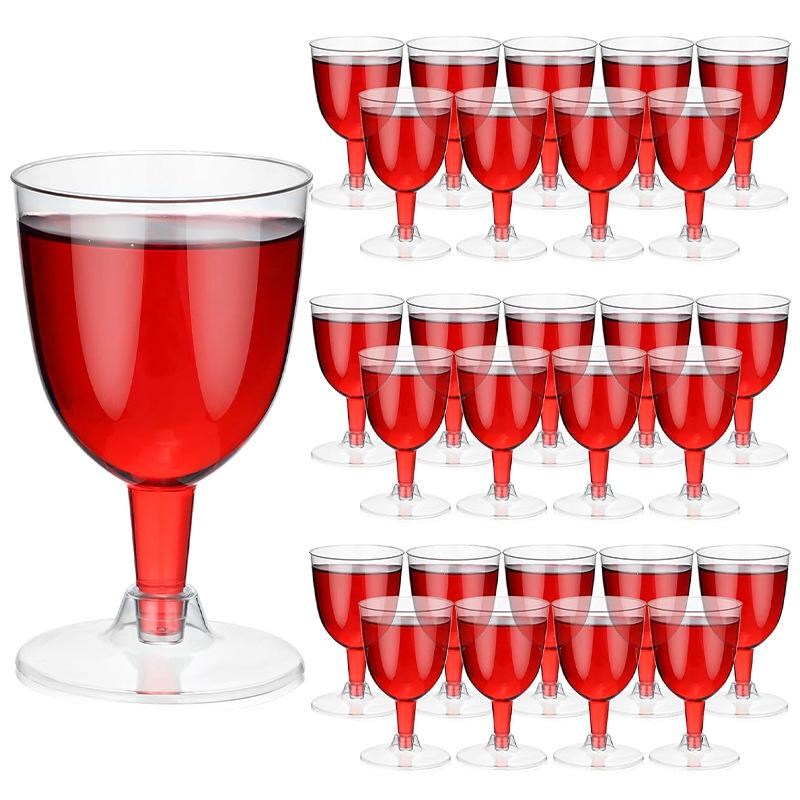 50pcs Disposable Plastic Champagne Glasses Cocktail High Footed Glasses Crystal Glasses Imitation Glass Wedding Party Supplies