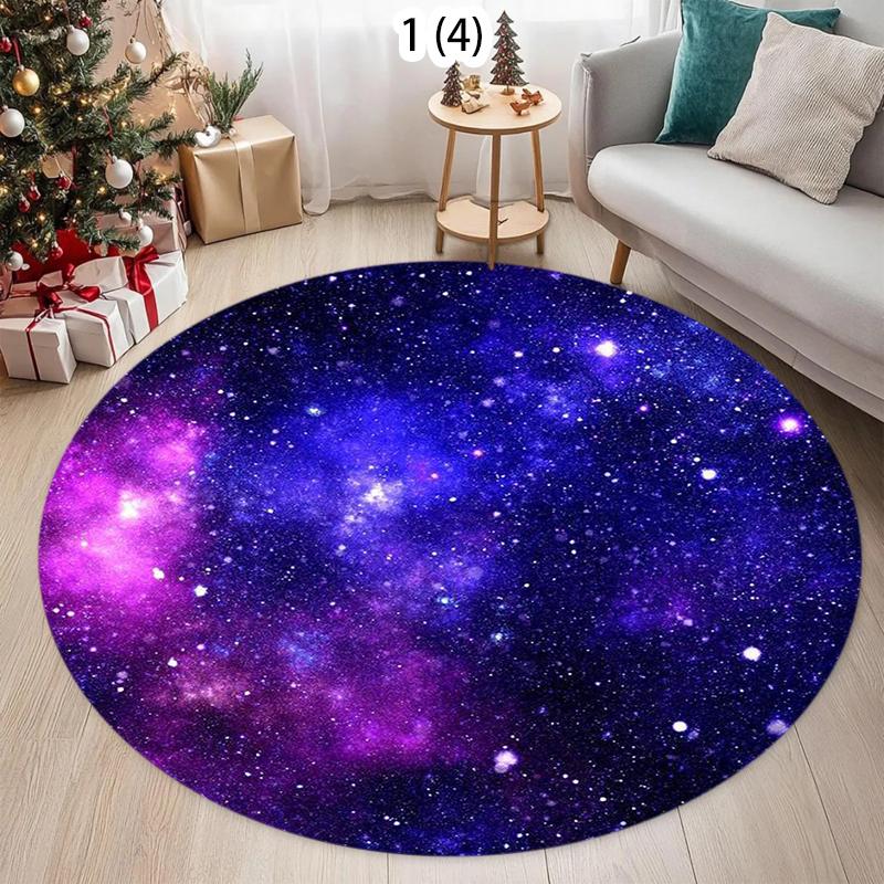 

Vibrant Mesmerizing Starry Galaxy Round Area Rug Non-Slip Decorative Carpet for Living Room Bedroom Kids Room Modern Home Decor 80cm x 80cm