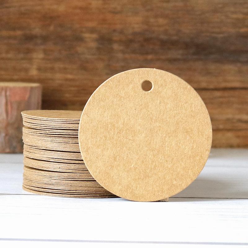 Vintage Kraft Paper Tags - Blank Round Hang Tags, DIY Graffiti Bookmarks, Message Cards (100 Pieces)