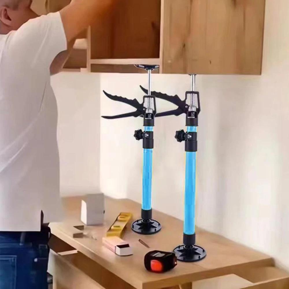 2Pcs Labor-Saving Telescopic Steel Support Rod Cabinet Jack Drywall Construction Tool Extensible Non-slip Hand Lifting Jack Too