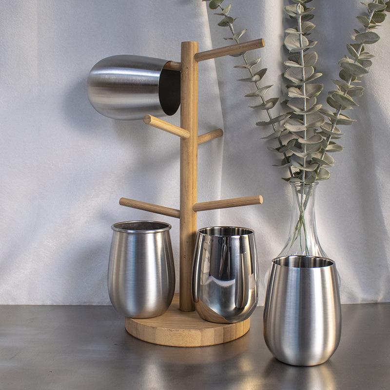 Acciaio inossidabile 304 tazza per guscio d'uovo bicchiere da vino rosso a forma di U a pancia larga tazza per uovo a strato singolo bicchiere d'acqua tazza da caffè