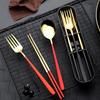 Kitchen Utensils 304 Stainless Steel Portable Sets Reusable Tableware with Box Students Use Ple Design Breakfast Dinner