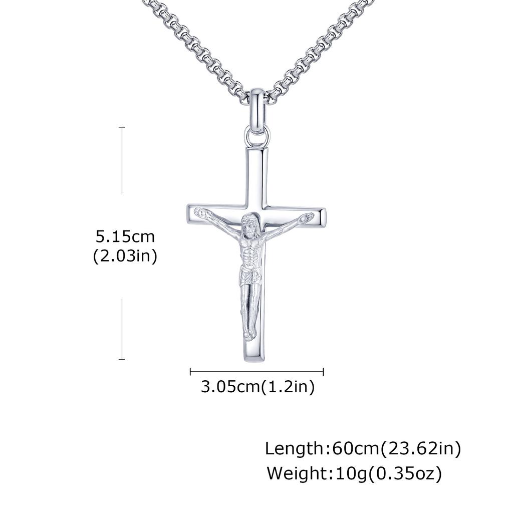 Stainless Steel Jesus Cross Pendant Necklace Fashion Gold Silver Color Christian Necklace Religion Prayer Faith Jewelry for Men