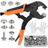 Heavy Duty Snap Fastener Tool Kit, Adjustable Snap Button Plier with 3 Dies and 30 Sets Metal Fasteners, Press Studs Snap Fasteners Kit