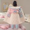 Girls Winter Warm Coral Fleece Long Robe Pajama Set Thick 3-Layer Cotton Lined Hooded Sleepwear Ages 8-14
