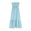 Strapless Dress For Women Color Summer Beach Boho Smocked Tube Top Long Dress