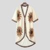 INCERUN Men Half Sleeve Stitching Floral Print Casual Irregular Long Cardigan Tops