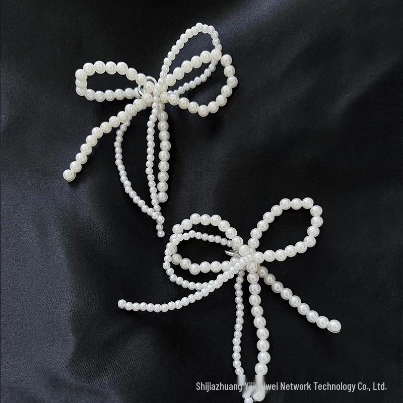 Organza Chiffon Lace Shoelaces with Pearl Buckle - Ballet Style, Off-White, Korean Inspired