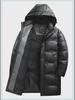 Men's Winter 2024 White Duck Down Hooded Mid-Length Jacket