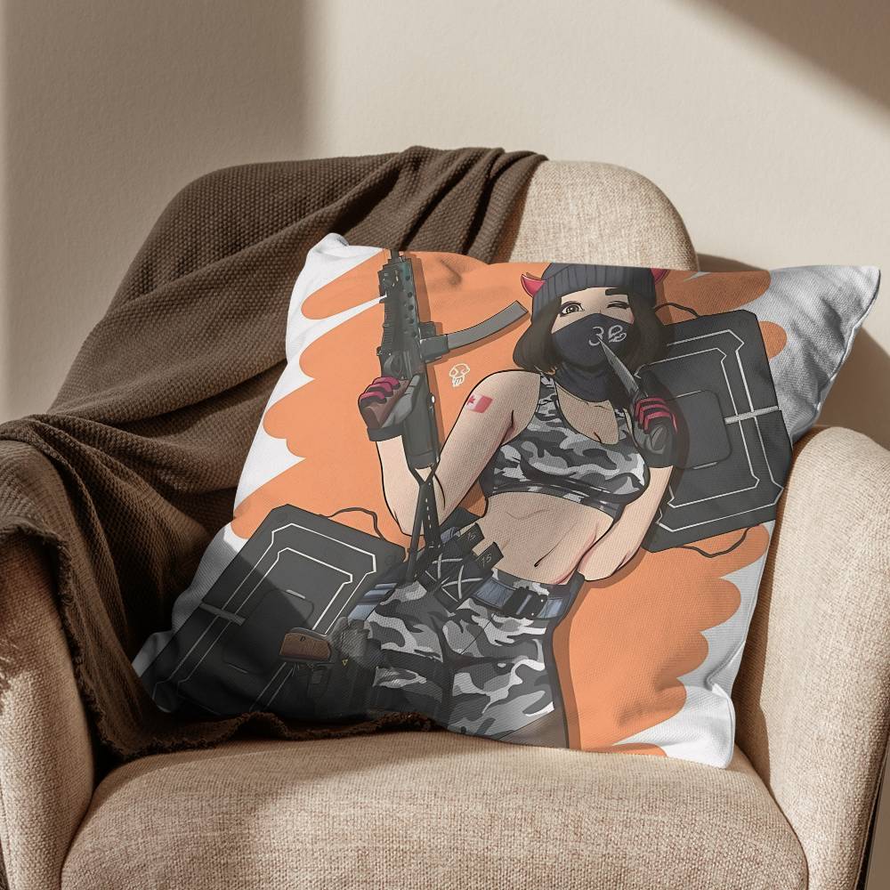 Solid Snake Game Rainbow Six Pillow Case Square DoubleSided Printing Short Plush Sofa Cushion Cover Bedroom Bedside Pillow