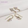 14K Gold Plated Earring Hooks Brass Metal Inlaid Zircon Crystal Ear Wire Hooks Earring Fittings For DIY Jewelry Making Findings