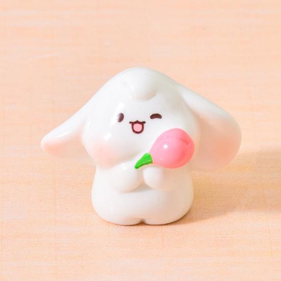 Mini Rabbit Figurines Cartoon Bunny Miniature Figures Tiny Resin Animal Fairy Garden Ornaments for Dollhouse DIY Micro Landscape