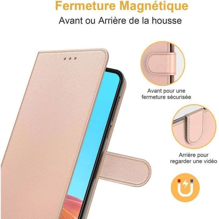 Coque de Protection - PROSHOP - Samsung A22 4G - Effet Cuir - Fermoir Magnétique - Rose