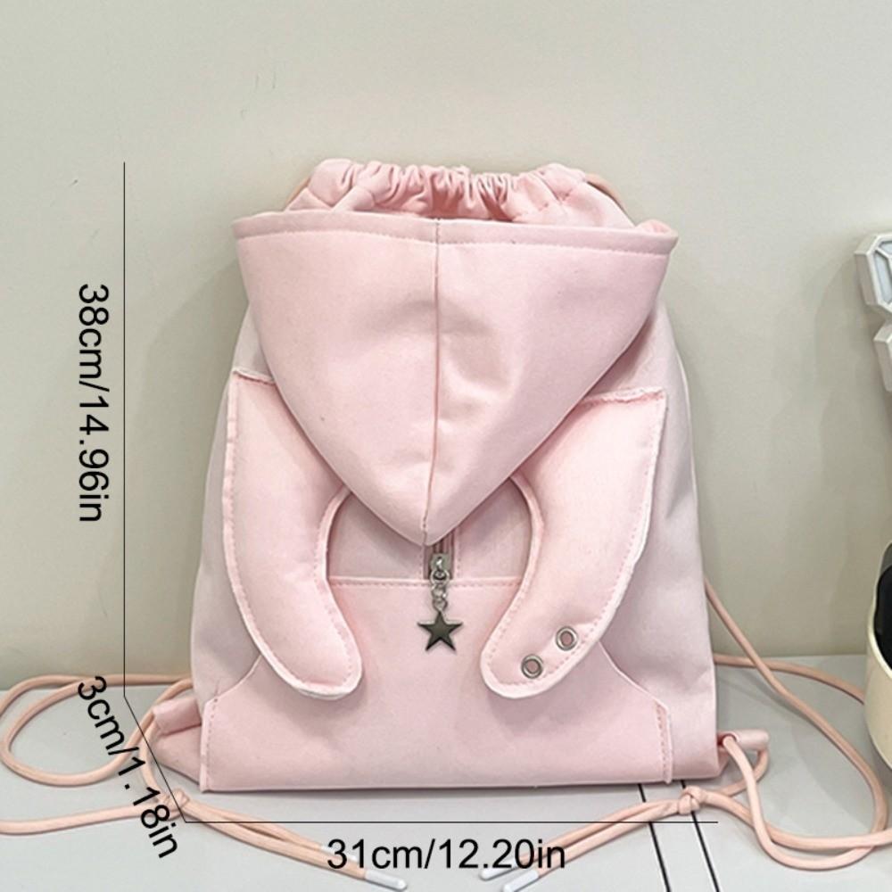 Large Capacity Hoodie Design Schoolbag Ox Horn Drawstring Bag Simple Hooded Backpack Gift