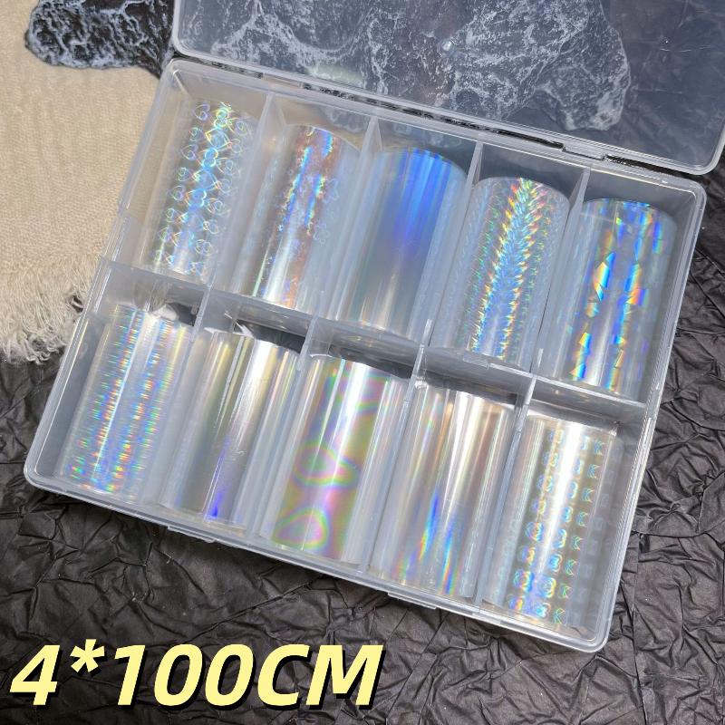 1 Set 10 Patterns Nail Foil Transfer Paper Metal Stickers For Professional DIY Nail Art Salon Home Decor