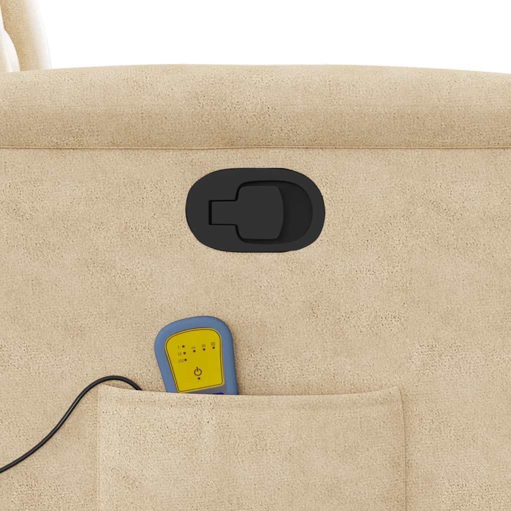 Recliner Chair with Lift Function Cream Microfiber Fabric