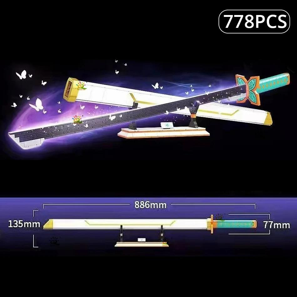 Samurai Sword Building Blocks Ninja Blade Katana Japanese Anime Butterfly Nichirin Knife Bricks Toys for Adult
