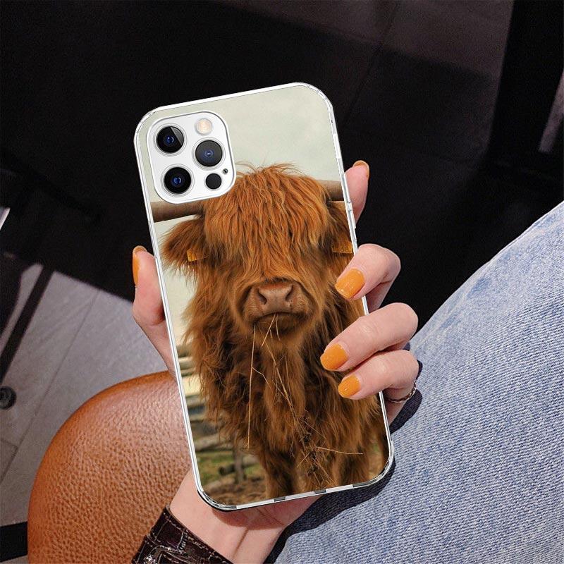 

Cute Highland Cow Phnoe Case for Iphone 17 Air 16 11 12 13 Mini 14 Plus 15 Pro Max 7 8E SE 2020 16ProMax Phone Cover Coque 17 Ai iPhone 13 Pro Max