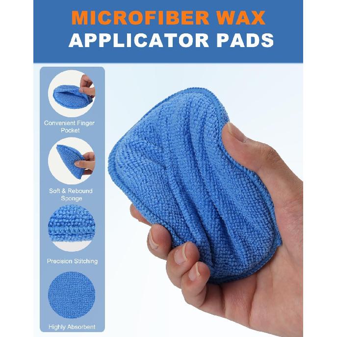 Wax Applicator Pads, 10 Pack Applicator Pad With Finger Pocket, Car Wax Applicator Pad, Foam Pads For Car Cleaning And Detail Polishing Pad
