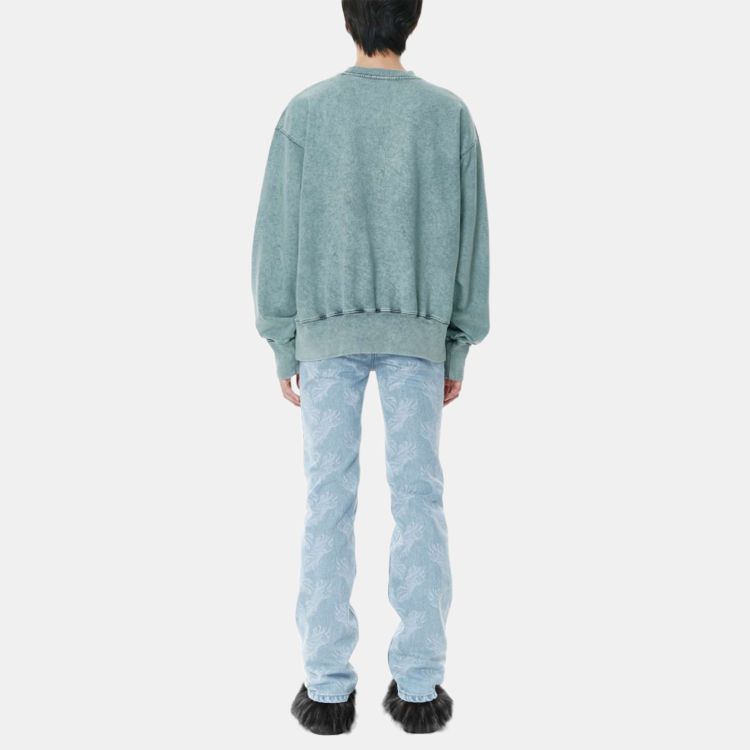 WE11DONE Square Logo Long Sleeve Pullover Sweatshirt Unisex Sweatshirt WD-TS3-21-590-U-MT