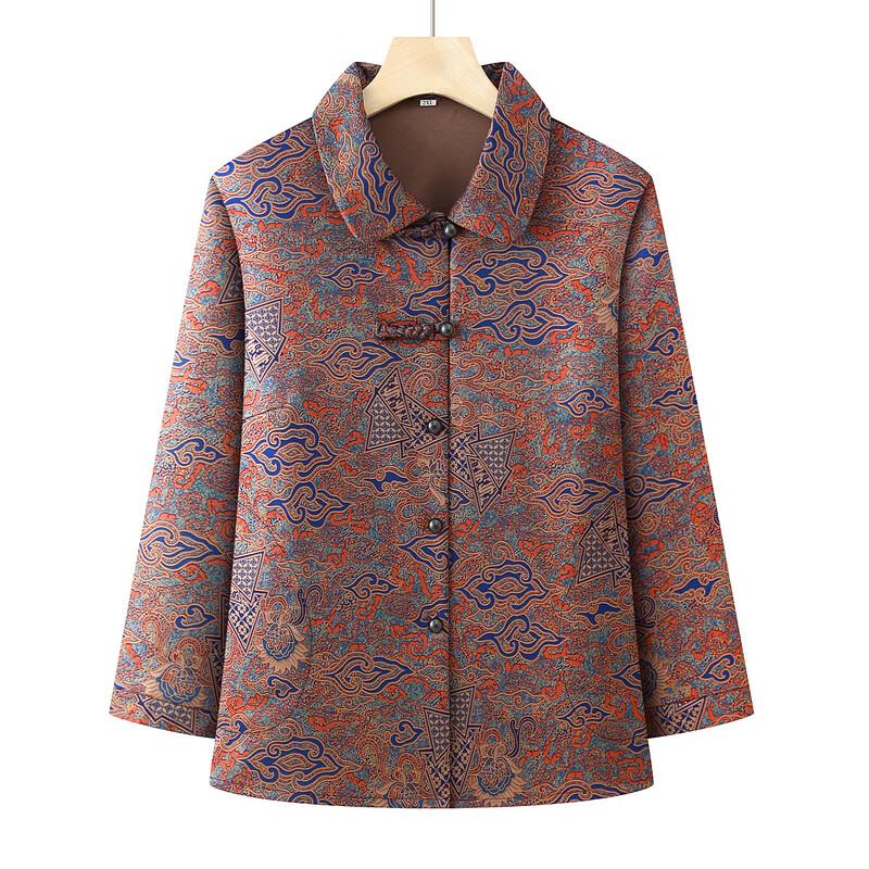 Middle-Aged Women's Jacquard Lapel Cardigan