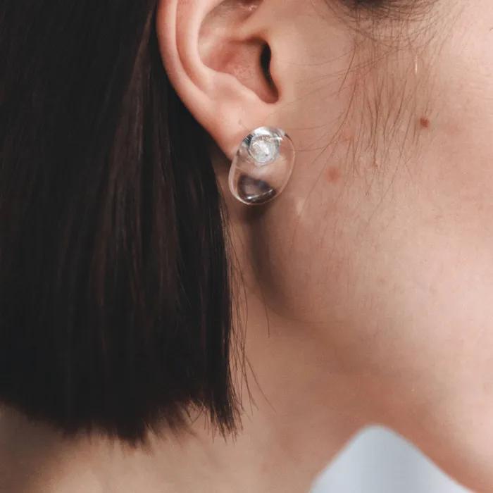 Glassy Bean Earring (4colors)
