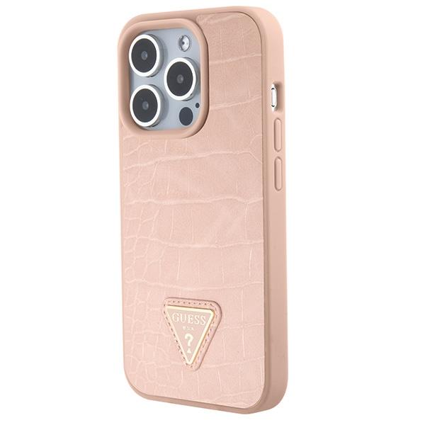 Guess Guhcp15Lpcrthcp Iphone 15 Pro 6.1 Różowy/Pink Hardcase Croco Triangle Metal Logo
